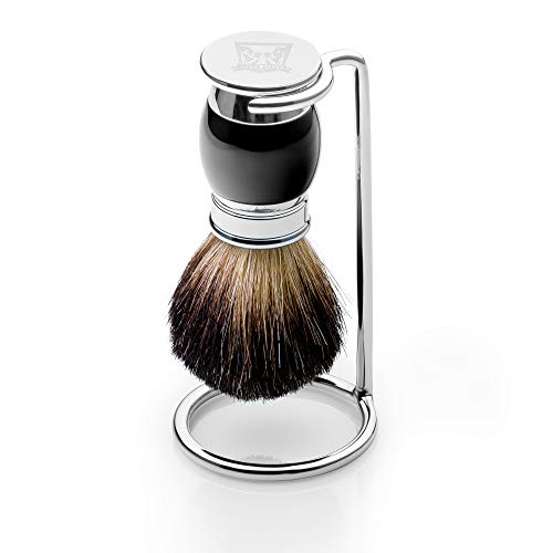 Professional Shaving Brush with Shaving Stand Made from 100% Pure Badger Bristles and Resin Handle