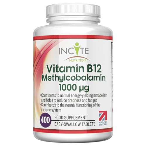 Vitamin B12 1000mcg | Methylcobalamin 400 Easy Swallow Vegan Tablets (12+ Month’s Supply) | High Strength Quality Vitamin B12 | Suitable for Vegetarian (Vitamin B Complex)