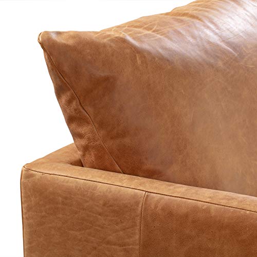 POLY & BARK Girona Leather Couch 88Inch Leather Sofa with Tufted