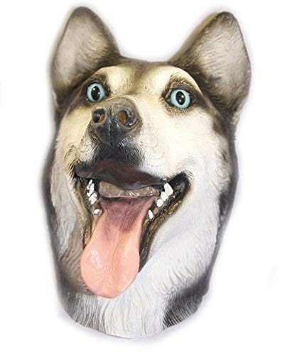 The Rubber Plantation TM 619219293457 Panting Siberian Latex Mask Malamute Wolf Dog Canine Animal Halloween Huskie Fancy Dress Costume Accessory, Unisex-Adult, One Size
