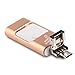 128GB iPhone USB Flash Drive, iPad Memory Stick, iOS External Storage Expansion for iOS Android PC Laptops (Gold)