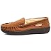alpine swiss Yukon Mens Suede Shearling Slip On Moccasin Slippers Chestnut 10 M US