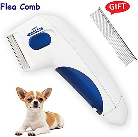 2 Pack Flea Doctor Comb,Electric Brush Comb Head Lice Removal Pet Dog cat Cleaning Capture Tool（1*Stainless Steel Pet Grooming Comb Gift）