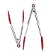 Premium Silicone Kitchen grill Tongs ,BBQ food clip 2 Pack (9-Inch & 12-Inch) (Cherry Red) (red) - DarNio