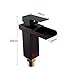 ICOCO Modern Single Handle Bathroom Water Faucet Tall Spout Bath Basin Faucet Lavatory Mixer Taps (Black)