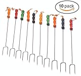 California Home Goods Marshmallow Roasting Fork Set, Chrome Plated, Multi-Colored, Set of 10