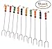 California Home Goods Marshmallow Roasting Fork Set, Chrome Plated, Multi-Colored, Set of 10