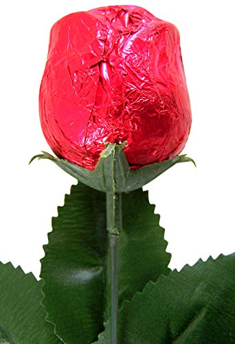 Valentine's Day Belgian Chocolate Rose on Single Long Stem, 1.16 Ounce