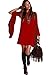 VIVICASLTE LONG FLARE BELL SLEEVE BLOUSE MINI DRESS (2X-Large, dark red)