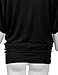 TWINTH Dolman Drape Tunic Plus Size Side Shirring Loose Fit Short Sleeve Top T-Shirts Black 2XL