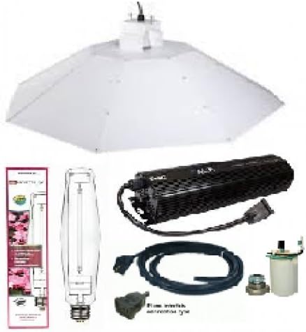 ACE- Hortilux 1000 W HPS Super Light Bulb- Parabolic Chrome Reflector 4 ft Complete Kit