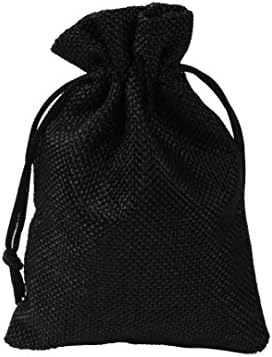 10 Pcs Burlap Bags with Drawstring, PLECUPE 15x20cm Small Multipurpose Linen Gift Bags Storage Sachet Bags Jewelry Bags Candy Bags, Jute Coin Sacks Party Favor Ornament Arts and DIY Crafts, Black