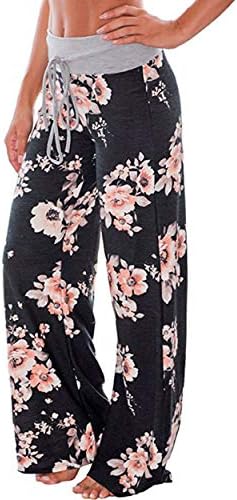 LUBERLIN Women's Christmas Comfy Stretch Lounge Pants Casual Drawstring Palazzo Wide Leg Pajama Sleepwear Pants
