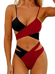 Lilosy Sexy Wrap Criss Cross Cutout Two Tone Color
