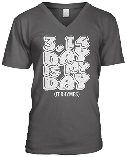 Blittzen Mens V-neck 3.14 Day Is My Day It Rhymes, M, Charcoal