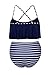 Aleumdr Womens Ruffle Crop Top High-Waisted Padded Bikini Set Swimsuit Thin Shoulder Straps Sexy Swimwear M Size Navy Blue