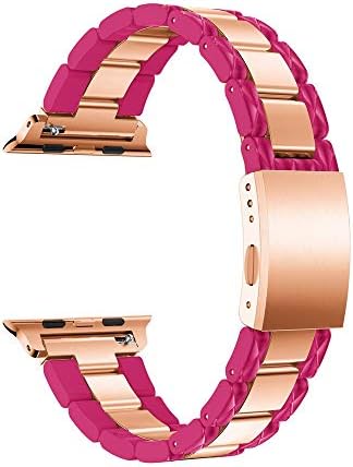 wwffoo Stainless Steel Watch Band Strap 20mm Quick Release Easy Fit Wirstband Loop for Apple Watch 4 40mm 44mm Replacement Bracelet Loop Safety Clasp for Women Men Multiple Colors