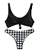 SweatyRocks Women's Sexy Two Piece Bathing Suit Padded Knot Plaid Bikini Set Black M