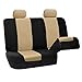 FH GROUP FH-FB060114 Trendy Elegance Full Set Seat Covers, Airbag compatible and Split Bench, Beige/Black color- Fit Most Car, Truck, Suv, or Van