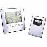 CoZroom Smart Digital Weather Station with Wireless Transmitter, LED Screen Indoor/Outdoor Weather Forecast, Humidity and Artful Design, Grey Color