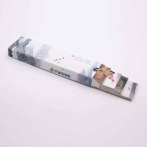 Twone Chinese Brush Paintings Bookmark Set with 30 Bookmarks Featuring Colorful Chinese Scenes
