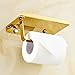 AUSWIND Antique Gold Polished Toilet Paper Holder with Phone Display Holder Cover Stainless Steel Wall Mounted Bathroom Accessory (Gold)