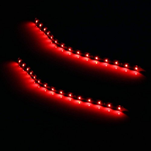 Partsam 2pcs Car Interior Under Dash Floor Decorative LED Lights Strip Red 2 x 12 15LED - Thumbnail 5