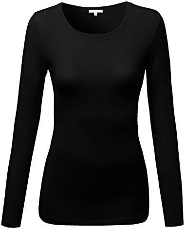 Women's Basic Athletic Fit Tshirt Long Sleeves Round Crew Neck Tee
