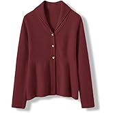 Gozoloma Womens Knit Sweater Ribbed V-Neck Cardigan Button Down Tops WineRed