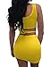 GOBLES Womens Sexy Bodycon Cut Out Sleeveless Outfit Mini Club Tank Dress Yellow