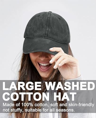 Oversize XXL Baseball Cap for Big Heads Extra Large Washed  Cotton Hat, Plus Size Unstructured Den