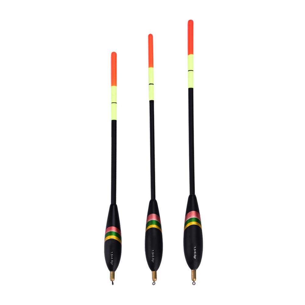 Alomejor Fishing Floats Wood Float Fishing Bobbers Set Tackle Tools 1.5+6g 1.5+5g 1.5+4g Set of 3