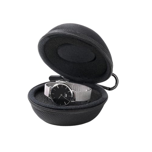 HZONGMINGZT Travel Watch Case Single Watch Storage Box Portable Watch Organizer Box for all Wristwatches & Smart Watches up to 55mm (Black)