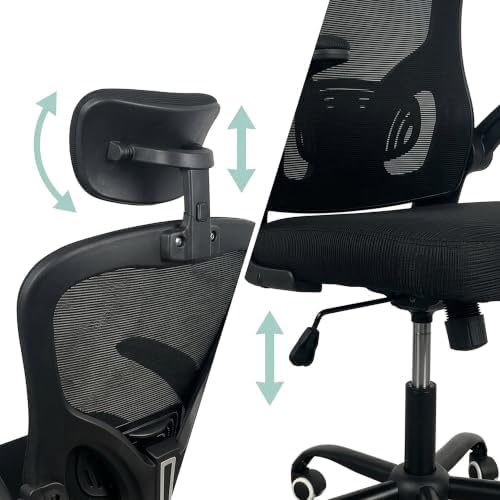 Silla de Oficina giratoria y basculante, Malla Negra