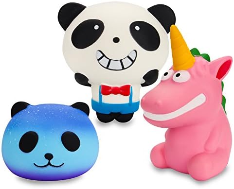 Grobro7 Funny Smile Animal Slow Rising Squishy, Scented Soft Stress Relief Toy, Decorative Gift for Kids Party Toy, Including Cute Starry Panda, Smile Panda and Grin Hippo, Smile Animal 3 Pack