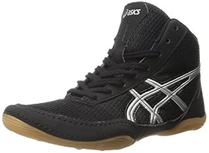 Image of ASICS Matflex 5 GS Wrestling Shoe (Little Kid/Big Kid), Black/Silver, 6 M US Big Kid