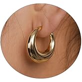 Feskive Gold Earring for Women Hammered Teardrop Earrings Dainty Irregular Shape Hoop Earrings Lightweight Hypoallergenic Stud Earrings Fashion Jewelry for Women