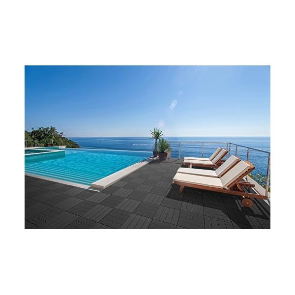 SAM Terrassenfliesen WPC Kunststoff, 22er Spar Set 2m², anthrazit-grau