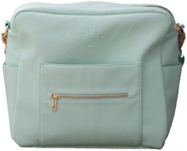 Mothers diaper tote bag faux leather with 10 pockets by Kiki Lu Designs (Mint)