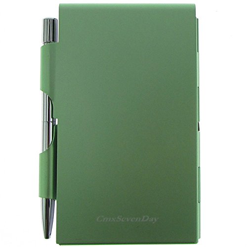 Cmxsevenday C68809 Pocket Size Aluminium Alloy Memo Pad Holder, with Ball Point Pen - Light Green