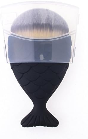 LYNN CAPANZANO Women Soft Blush Brush Fish Scale Handle With Protect Cap Keep Clean Black