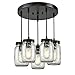 EUL Rustic Mason Jar Semi Flush Mount Ceiling Light 5-Light Pendant Lighting Fixture Oil Rubbed Bronze