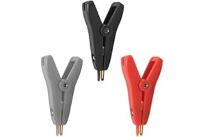 Gold-Plated Copper Kelvin Clip Clamp with Saw Teeth Grip, 10A Max Current, for Meter and Electrical Component Testing, 3-Pack