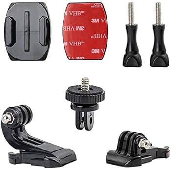 Woleyi Action Camera Accessories, Adhesived Curved & Flat Mounts with Buckle, 1/4 Screw Thread with Thumb Screw, Compatible with Gopro Mounts and All Cameras