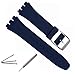 GreenOlive Silver Plated Stainless Steel Buckle Waterproof Silicone Rubber Watch Strap Watch Band (17mm, Navy Blue)