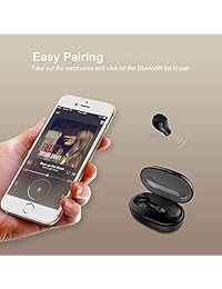 LXT Auriculares inalámbricos, Bluetooth 5.0 Auriculares de fácil emparejamiento Mini Auriculares Bluetooth en oreja a prueba de sudor Deportes Auriculares con Micrófono Llamadas Estéreo Total 15 Horas Playblack