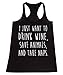 P&B I Just Want to Drink Wine, Save Animals, & Take Naps Women's Tank Top, L, Black