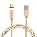 Magnetic Android Charging Cable, VOLADOR Micro USB High Speed Charge Cable USB Sync Cable with Metal Plug and Magnetic Design for Android Cellphones(Gold)