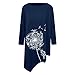 Lutos Women Round Neck Long Sleeve Taraxacum Print Asymmetrical Hemline Shirt Tops Navythumb 2