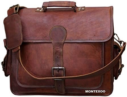 Leather Messenger Handmade Bag Laptop Bag Satchel Bag Padded Messenger Bag School Bag 16X12X5 Inches Brown